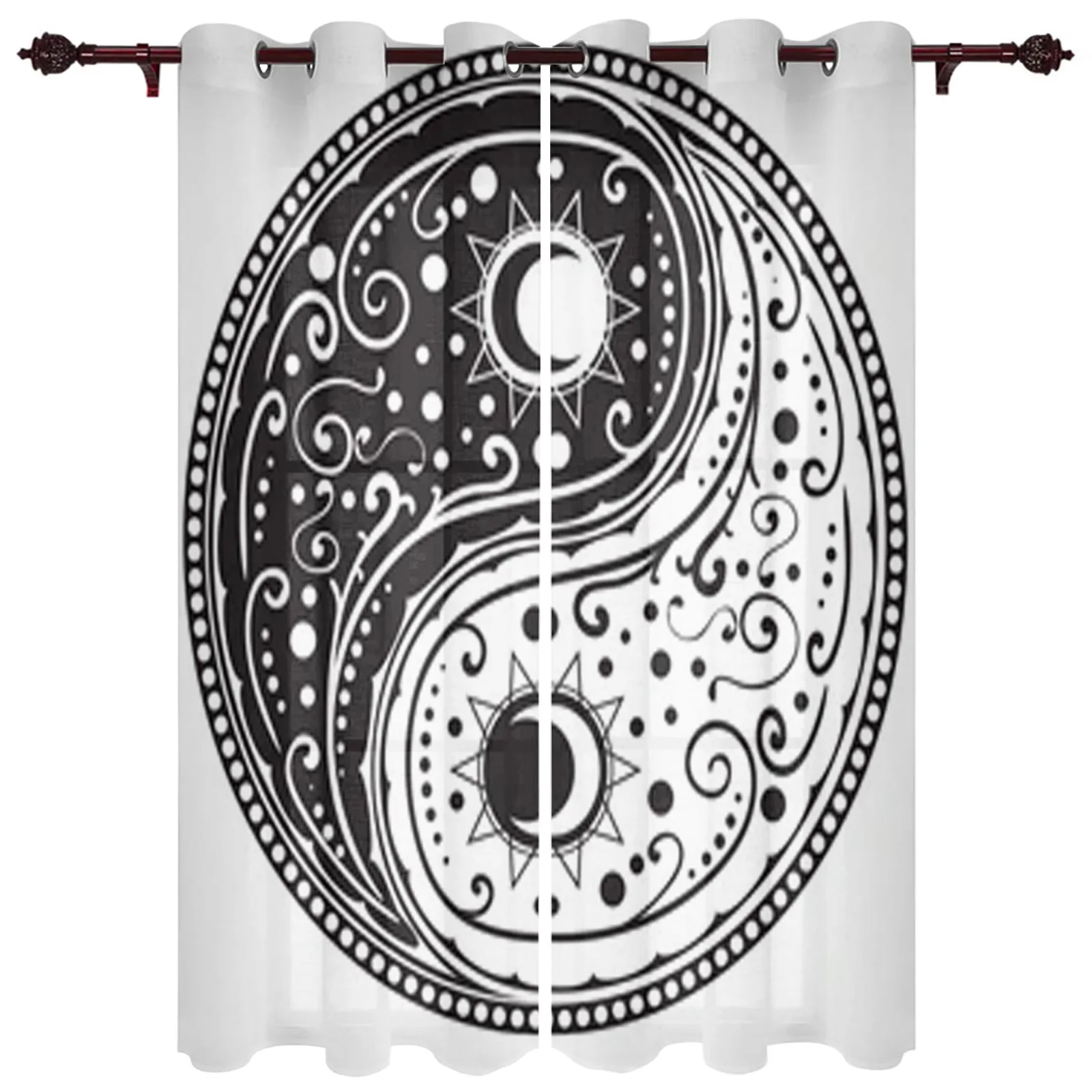 Circular Sign Paisley Design Luxury Curtains Living Room Bedroom Window Curtain Valance Curtains For Kitchen Home Decor