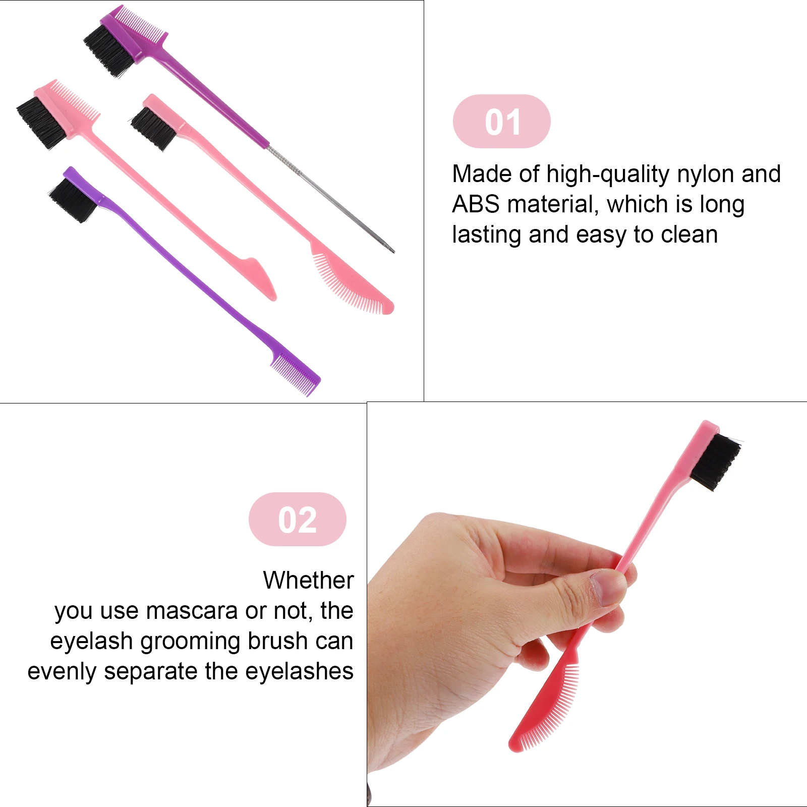 

4pcs Eyebrow Brush Portable Travel Tools Nylon Wool Lash Comb for Eyelash Makeup Grooming Easy Clean Long Lasting Gift
