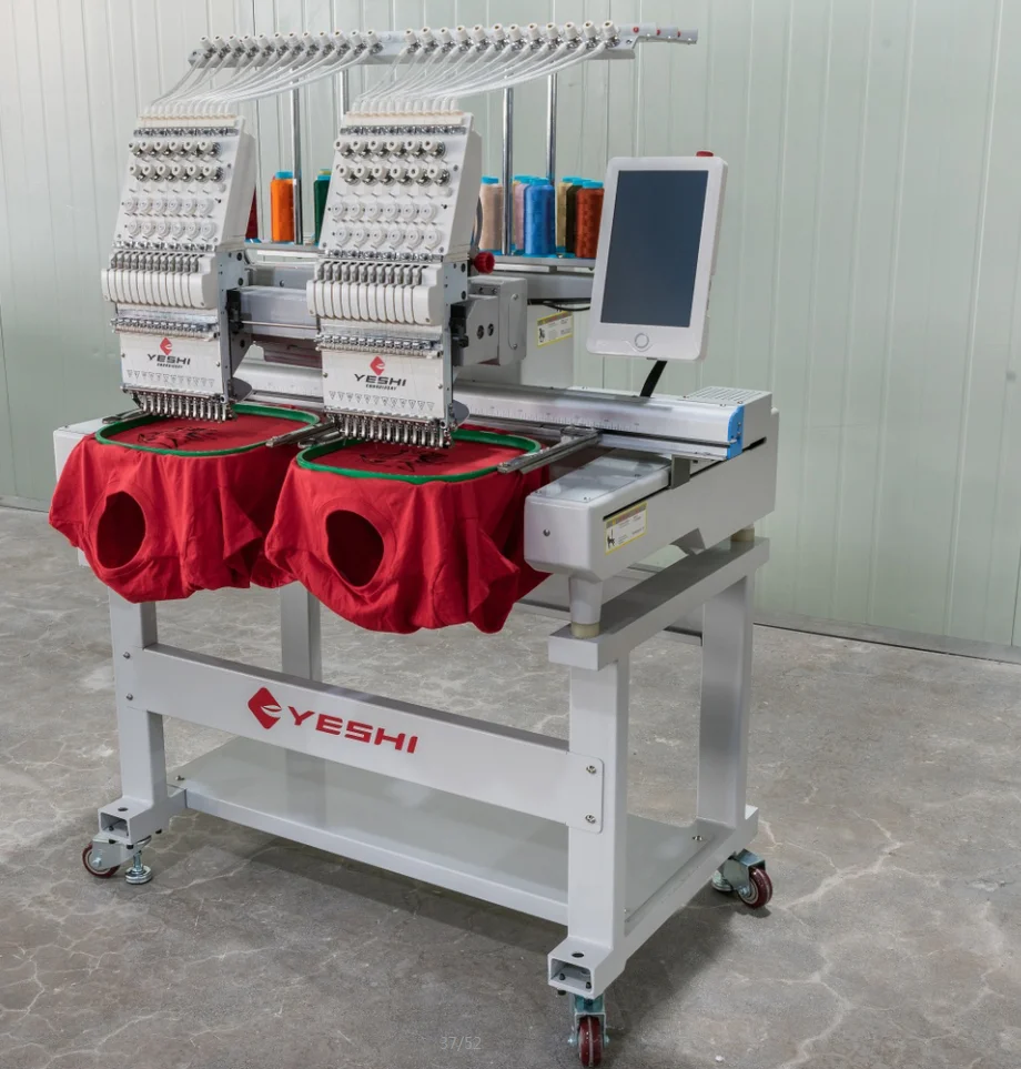 Yeshi Industrial Custom Colors And Custom Logos Computer Double Heads Embroidery Machine For Flat Cap T-shirt
