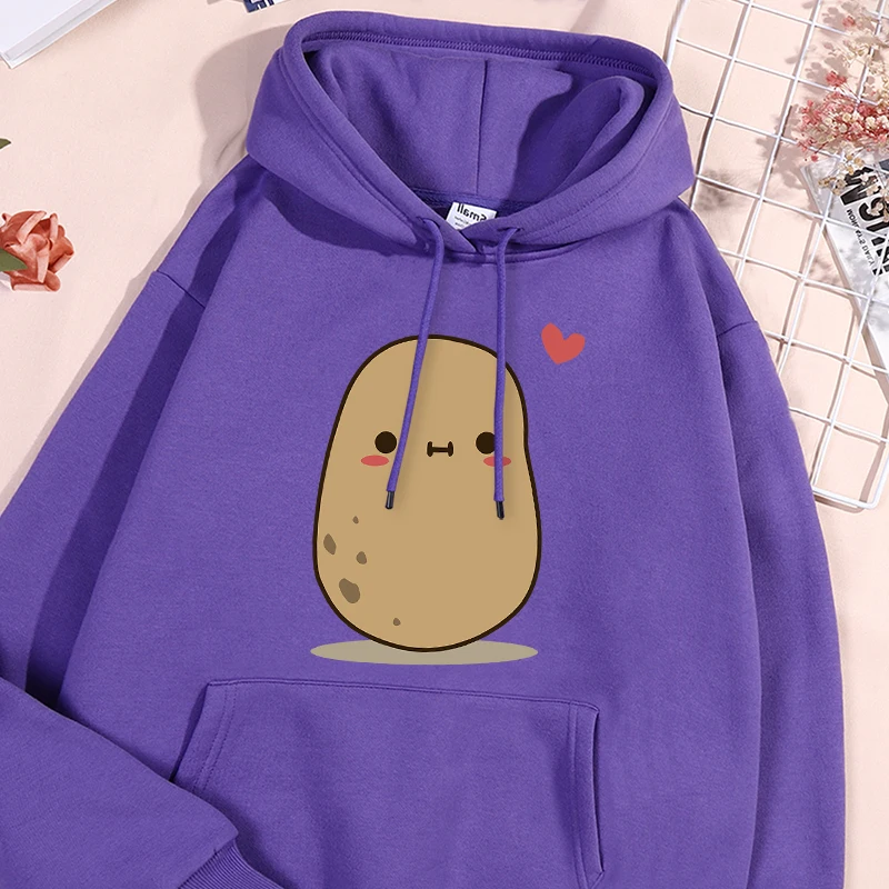 Cute Little Potato Printed Man Sweatshirt Oversize Hooded Autumn Casual Hoodies Harajuku Soft Comfortable Unisex Tops Clothes