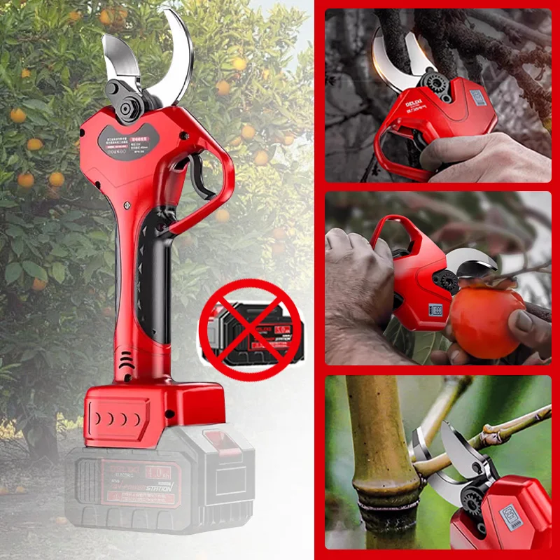 Tijeras de podar eléctricas sin escobillas, podadora de herramientas de jardín con pantalla LED 0/1, tijeras inalámbricas para árboles frutales aptas para Milwaukee, sin batería