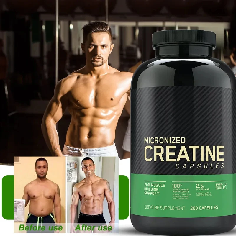 Creatine Monohydrate Capsule Muscle Building Creatine Monohydrate Power For Exercise Fitness Muscle Growt Free Shipping 60pcs