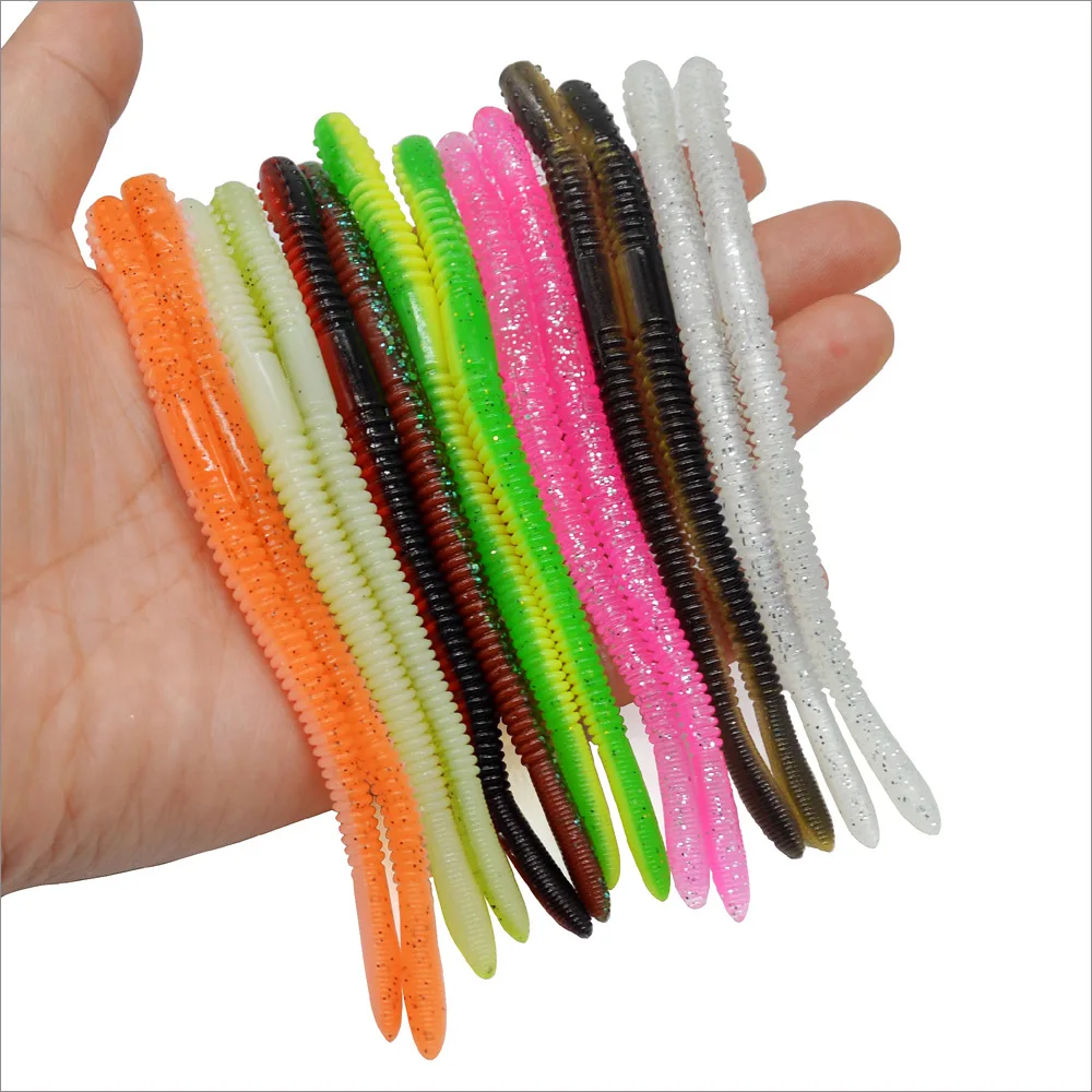 Angelköder Simulation Regenwurm Weichköder 10cm 3,6g Nudelwurm PVC Künstliche Köder Set 10 Stück ANGEBOT – Detail 3