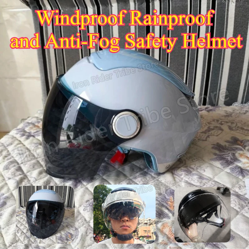 BIBEE Summer Breathable Jet Dual Lens Open Face Electric Bike Scooter Helmet for Men Women Lightweight Motorcycle Half Helmet