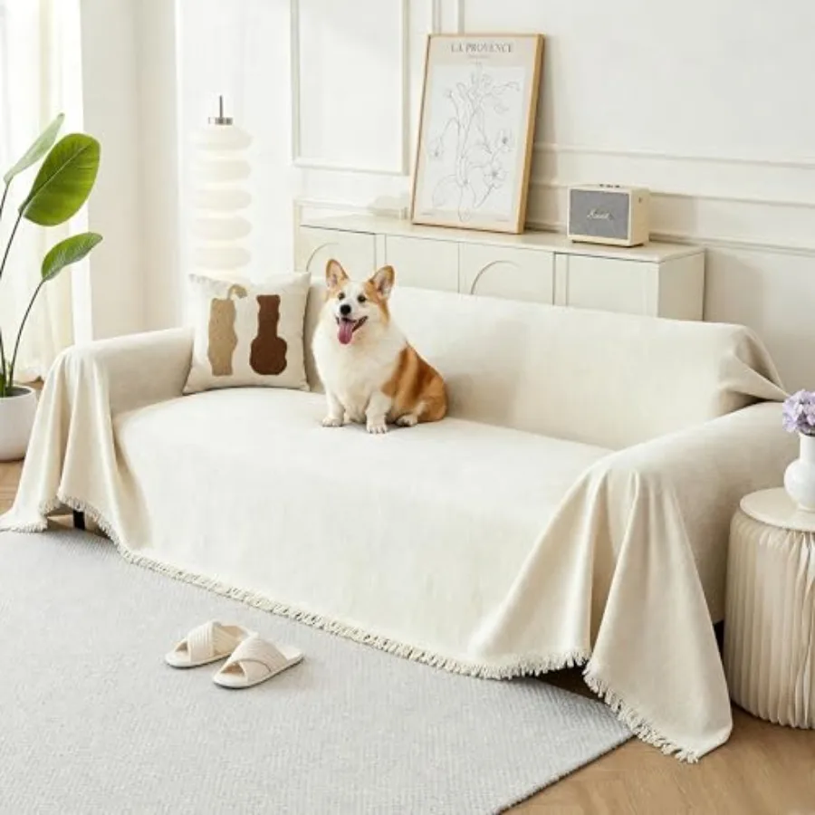 

Couch Cover for Dogs Boho Sofa Covers for 3 Cushion Couch Chenille Sofa Slipcover for Pets Washable L-Shape Sectional Couch Lov
