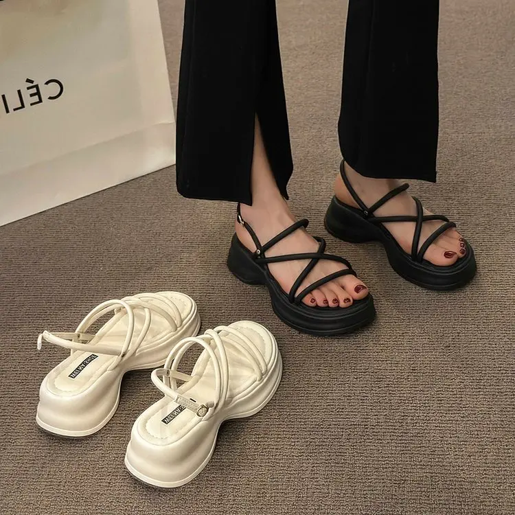 Sandália gladiadora feminina com tudo o que combina, sapatos femininos, moda retrô feminina, sandália de Roma, verão, novo, 2022