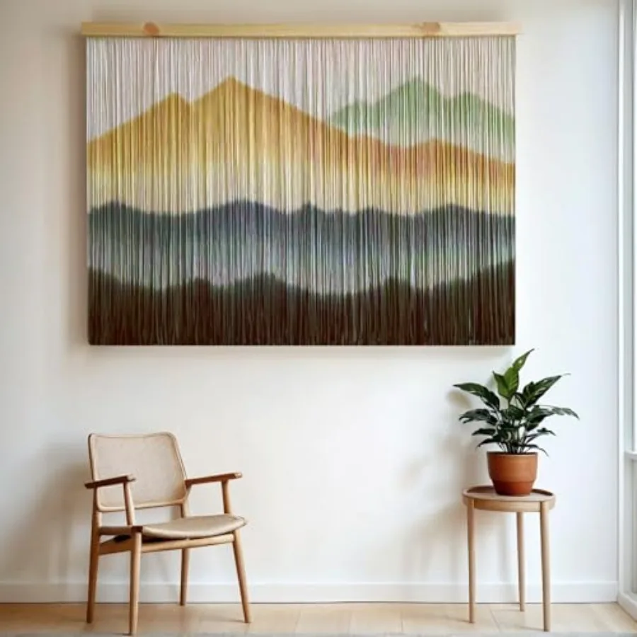

Extra Large Macrame Wall Hanging Dip-Dyed Tapestry Modern Wooden Home Wall Art For Living room Boho Handmade Wall Decor For Bed