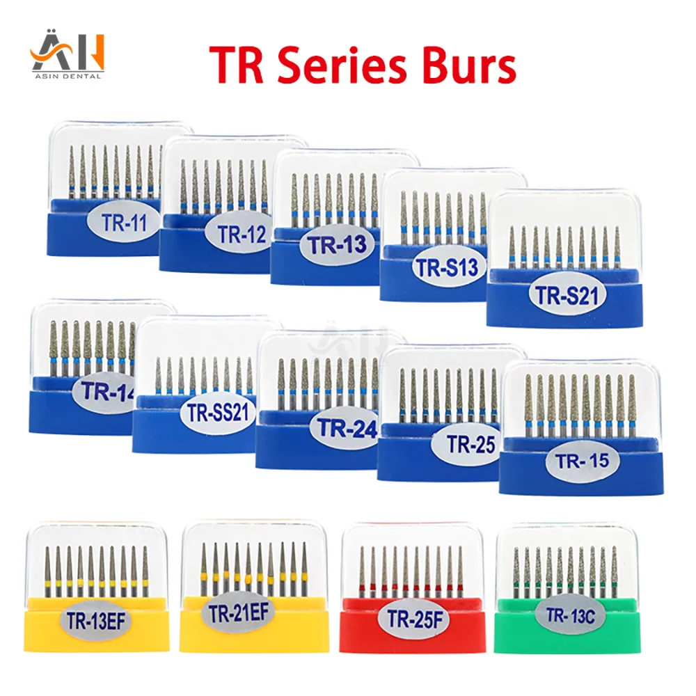 10 Pcs/Box TR SERIES Dental Diamond Burs Drill for High Speed Handpiece Dentist Burs FG Series Dia.1.6mm