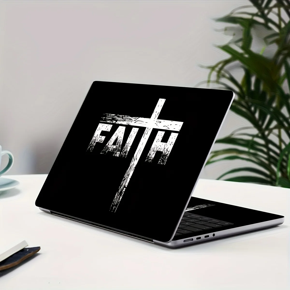 

2 Piece Faith Themed Laptop Film - Christian Cross Decoration, Scratch Resistant, Easy Tear Sticker No Residue, Suitable