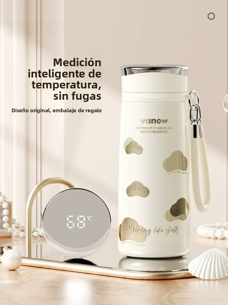 Taza Aislada Vanow con Interior de Cerámica, Pantalla Inteligente de Temperatura, Separación de Agua y Té, Diseño Estético de...
