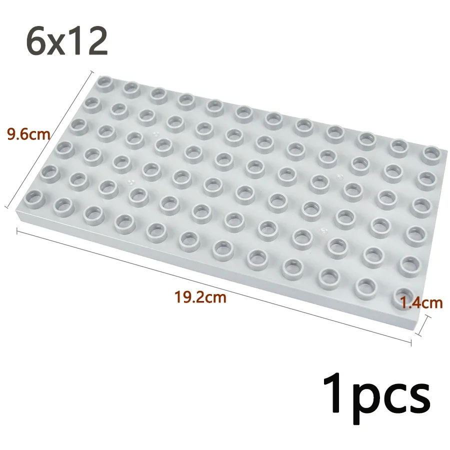 كتل بناء بلاطة كبيرة الحجم مزدوجة الوجهين للأطفال ، أجزاء منزل MOC ، ألعاب البناء ، طوب كبير متوافق Duploes ، 6x12dot