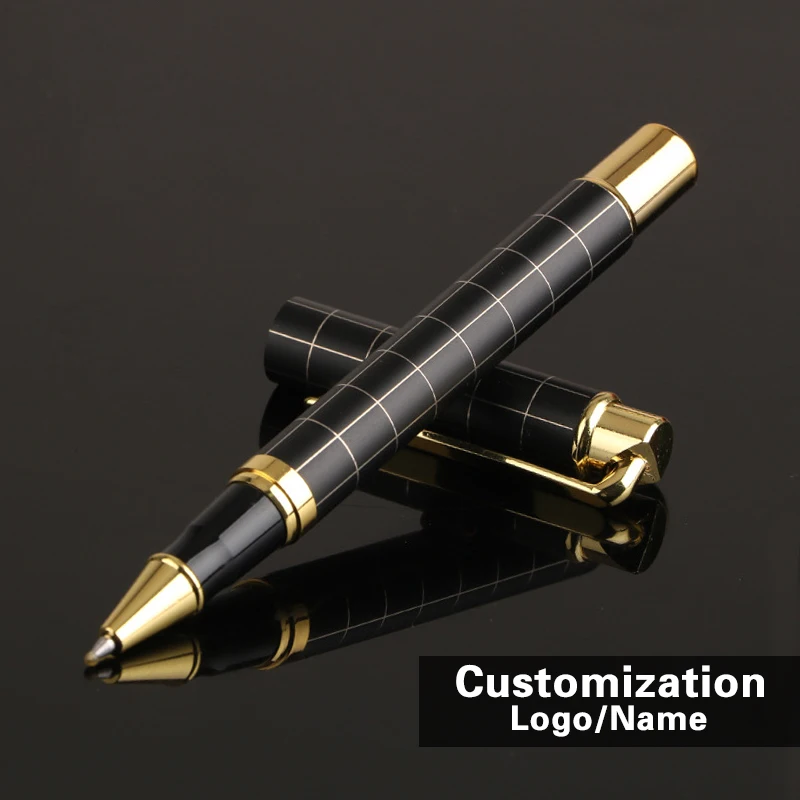 Luxury Metal Lattice Black Signature Ballpoint Pens for Business Writing Office Supplies Stationery Customized Logo Name Gift