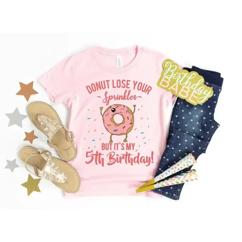 Donut Lose Your Sprinkles But It'S My 5Th Birthday T Shirt Toddler Outfit Girls Boys Youth Funny Fifth Quote
