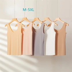 M-5XL Plus Size UV Neck Women Summer Thin Seamless Ice Silk Cool Petticoat Tank Top Underskirt Sleeveless Underwear camisole