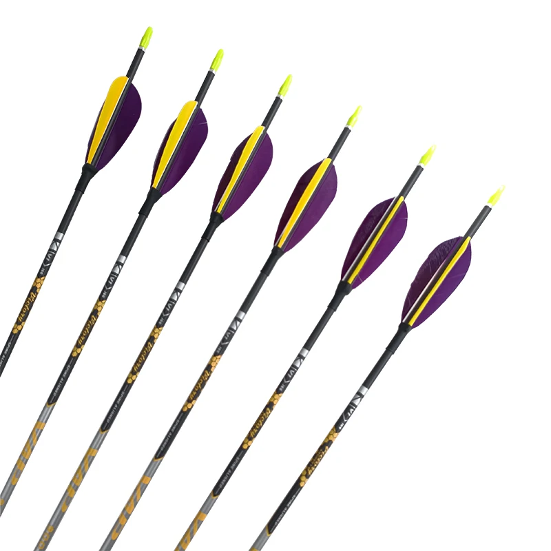 

12pcs ID4.2mm Carbon Archery,Arrow Shafts Spine350 400 450 500 600 700 750 800 900 4“ Turkey Feather Recurve Bow Longbow Hunting