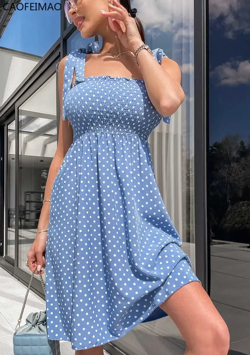 2023 New Casual Long Women Print Dress Boho Female Holiday Dress Summer Spaghetti Strap Ladies Beach Dress Vestidos