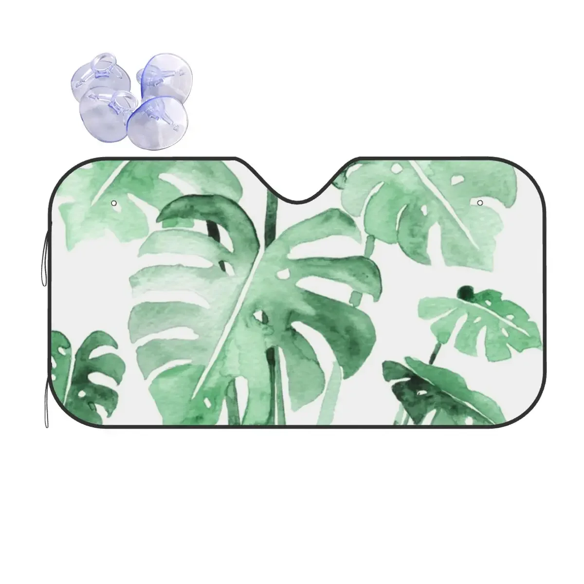 Leaves Monstera Foldable Sunshade Windscreen 76x140cm Jungle Tropical Green Plant Foils Car Window Windscreen Cover Car-styling