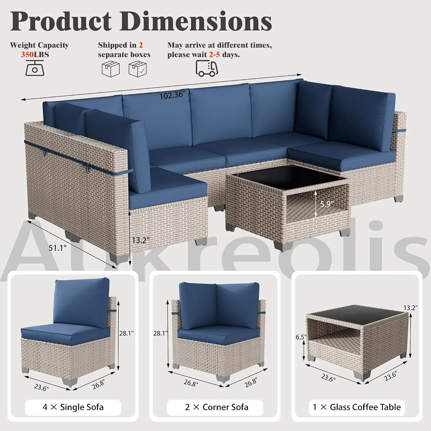 7 Piece Outdoor Wicker Sofa Set 3