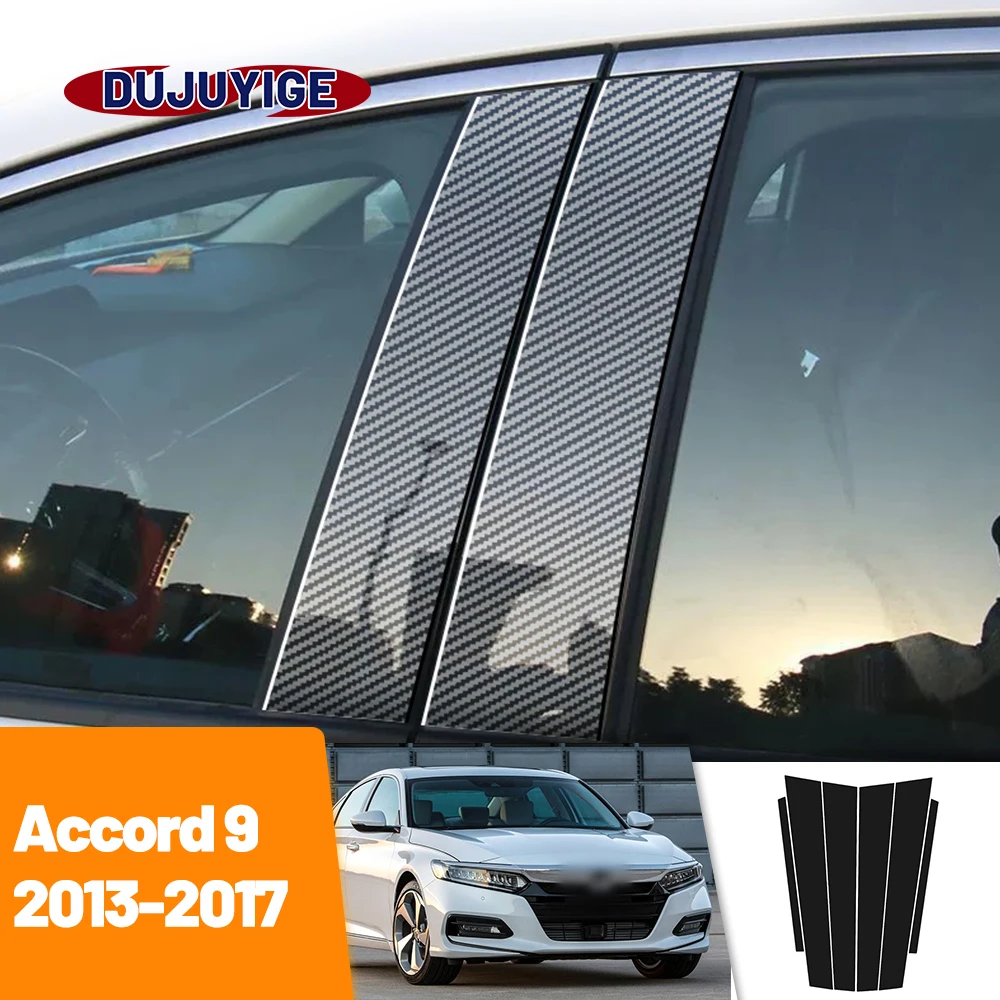 

For Honda Accord 9 2013-2017 2014 2015 2016 Carbon Fiber Window Door Column Deal B C Pillar Post Cover Trim Sticker