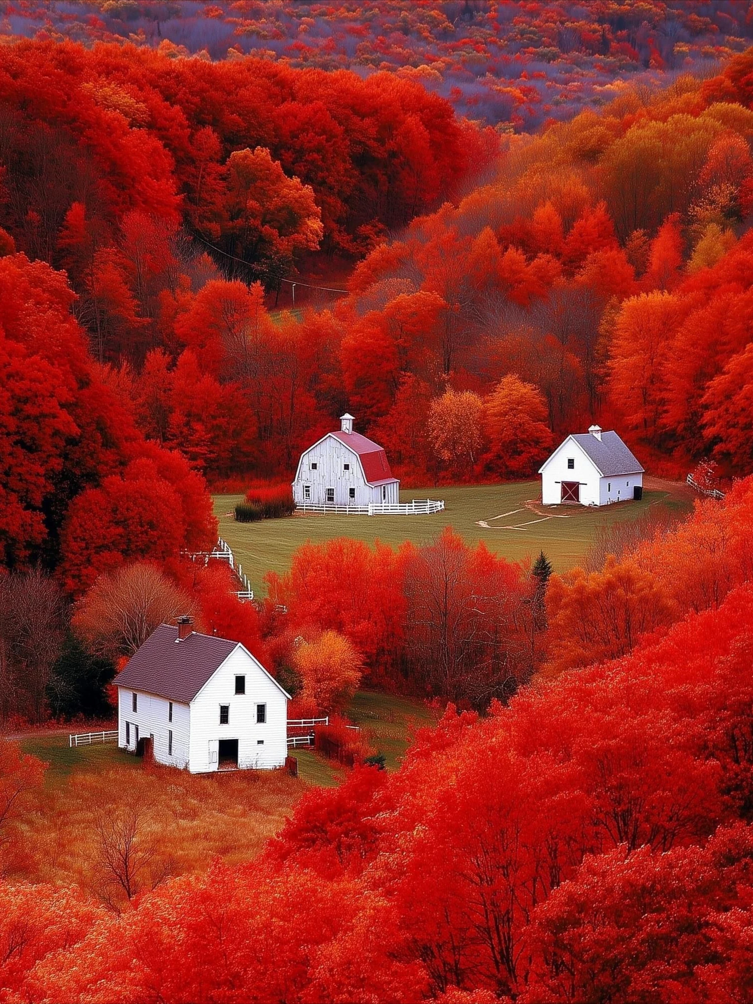 500/1000/1200/2000 PCS Jigsaw Puzzles Red Wood Houses Landscape Family Activity Games for Gameroom Bedroom Home Decor Gift