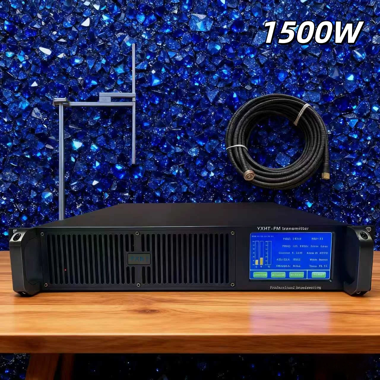 

Dual-Current 110V-220V YXHT-1.5KW(1500W) FM Transmitter Kit, Touchscreen, Durable & Cost-Effective, for Church, Studio