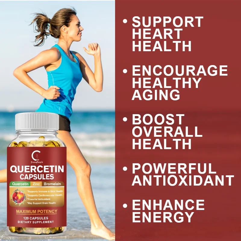 Natural Quercetin with Zinc and Bromelain Supplement Capsules - Supports Immune Health and Energy Levels Antioxidant