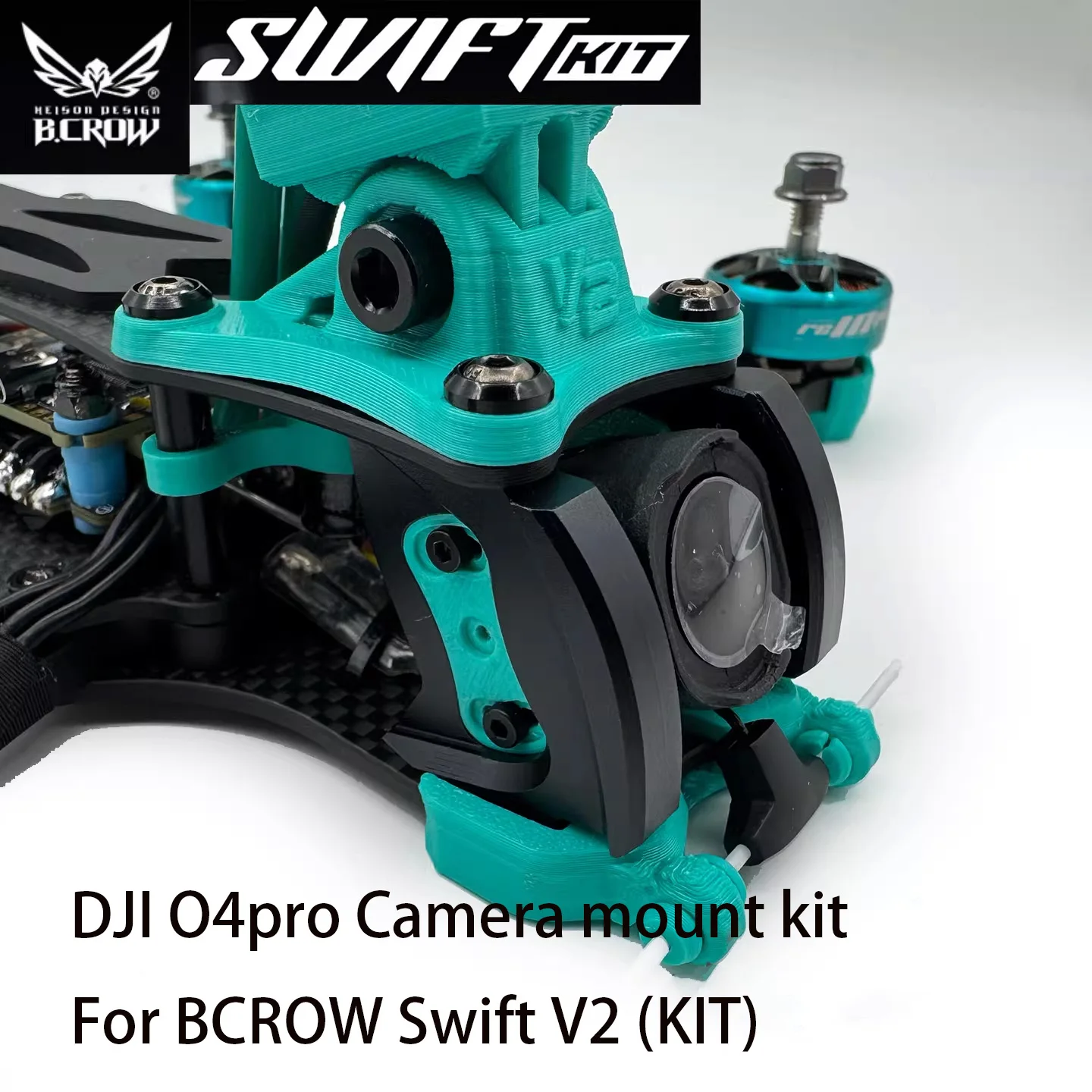 Felitec CNC Aluminum Camera Mount kit for BCROW Swift V2 (KIT), Compatible with DJI O4 Pro Air Unit