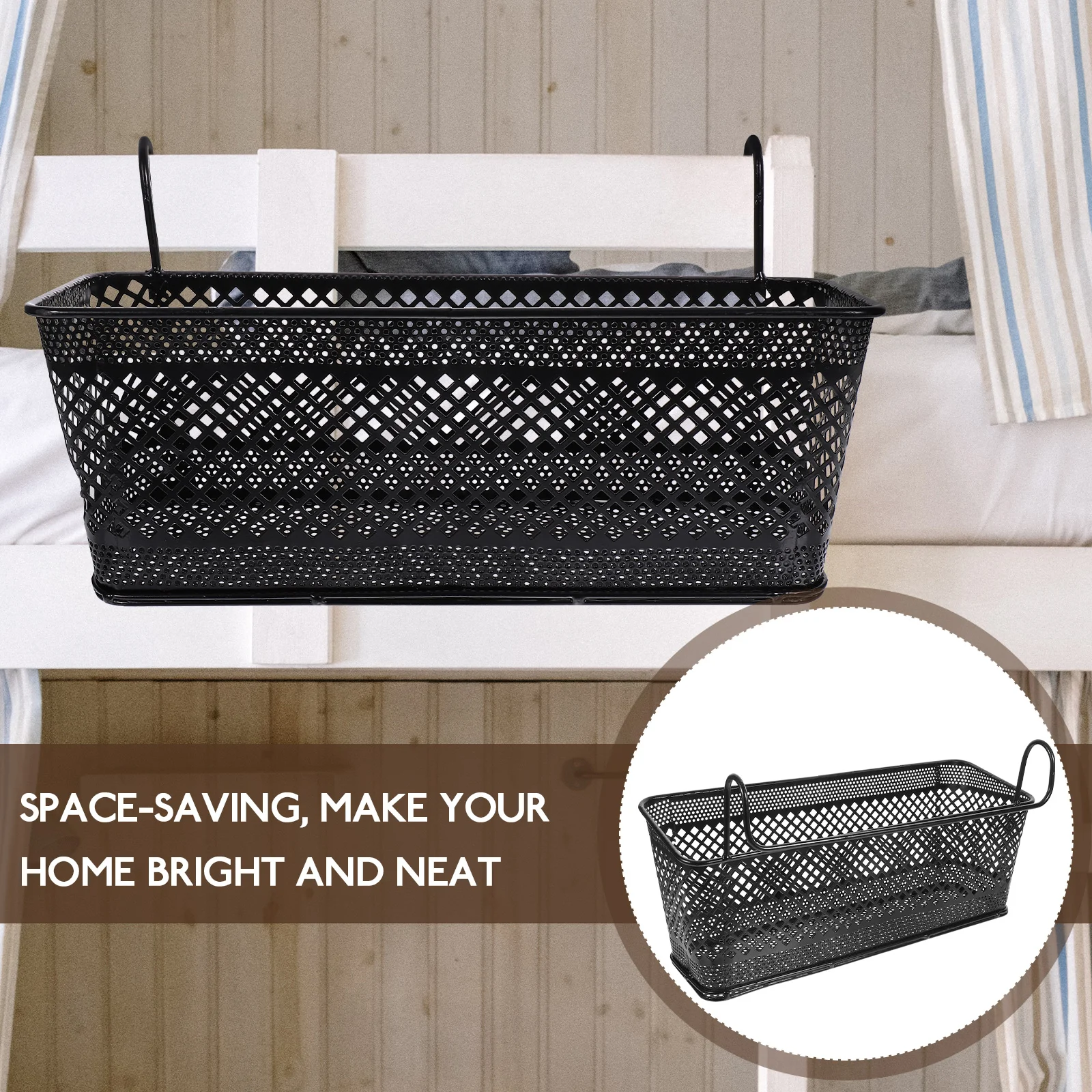

Practical Long Rectangle Iron Grid Hanging Storage Basket for Home Office Dormitory Random Color Large Capacity Space Saving