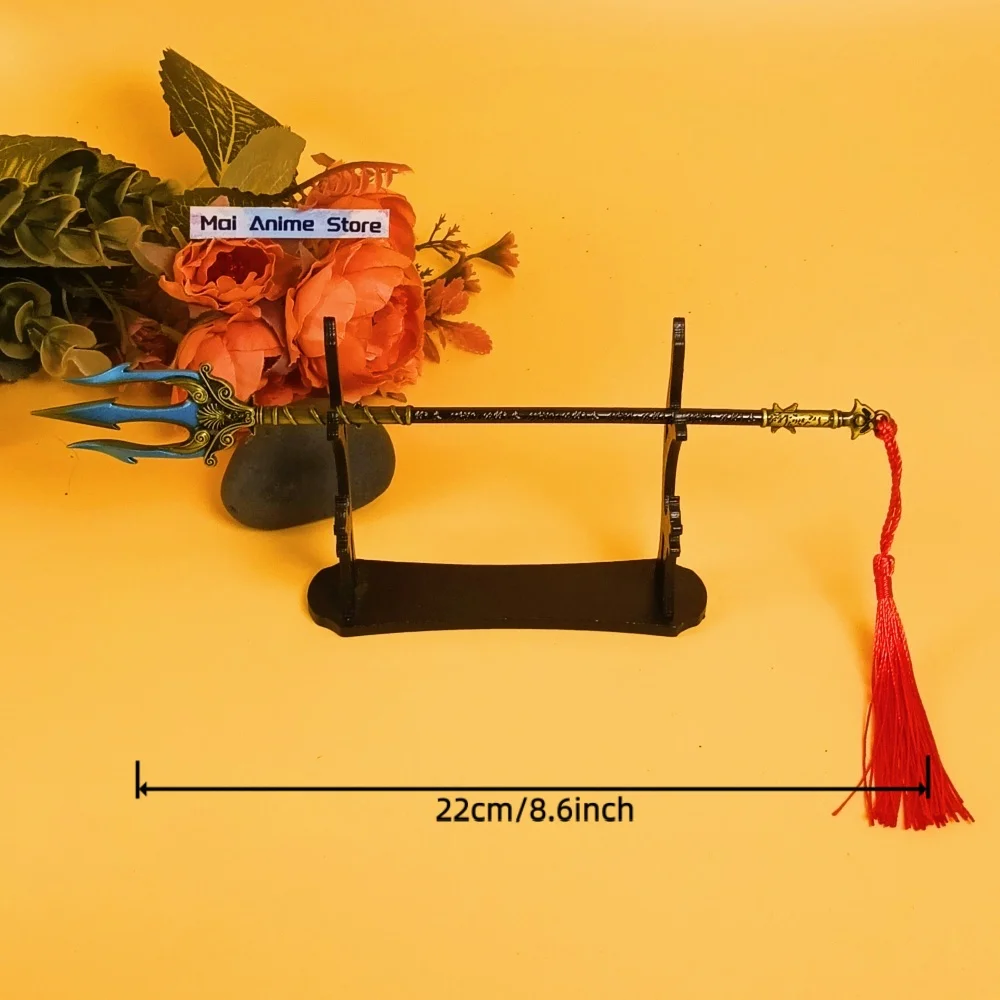 8.6 بوصة إله الحرب كاتانا الرمح ترايدنت بوسيدون سيف معدني الساموراي صابر أنيمي النينجا سكين الحجم الحقيقي كاتانا لعبة غير حادة هدية