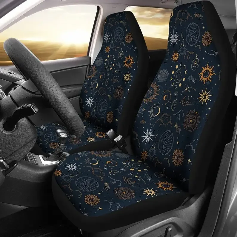 Sun and Moon Boho Car Seat Covers (Set Of 2) - Universal Front Car and Suv Seat Covers Custom Seat Protector Car Accessory gift