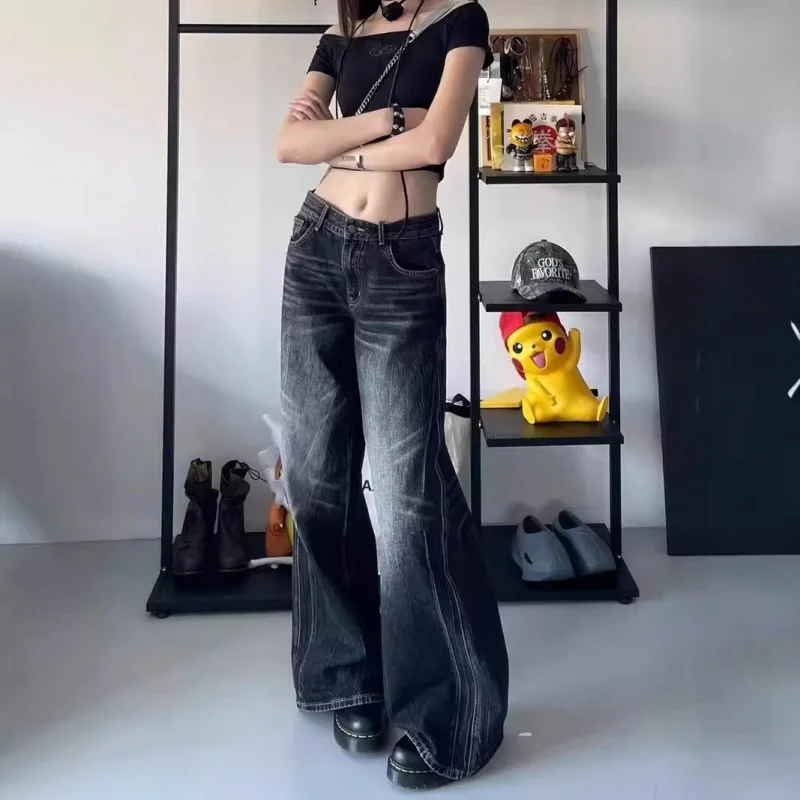 

American High Street Wide Leg Jeans Women2025New Popular Autumn and Winter Straight Loose Slightly Flared Mop Pants