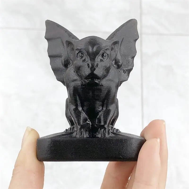 7.5cm Natural Black Obsidian Gargoyle Crystal Carving Reiki Healing Stone Home Ornaments Decoration Holiday Gift 1pcs