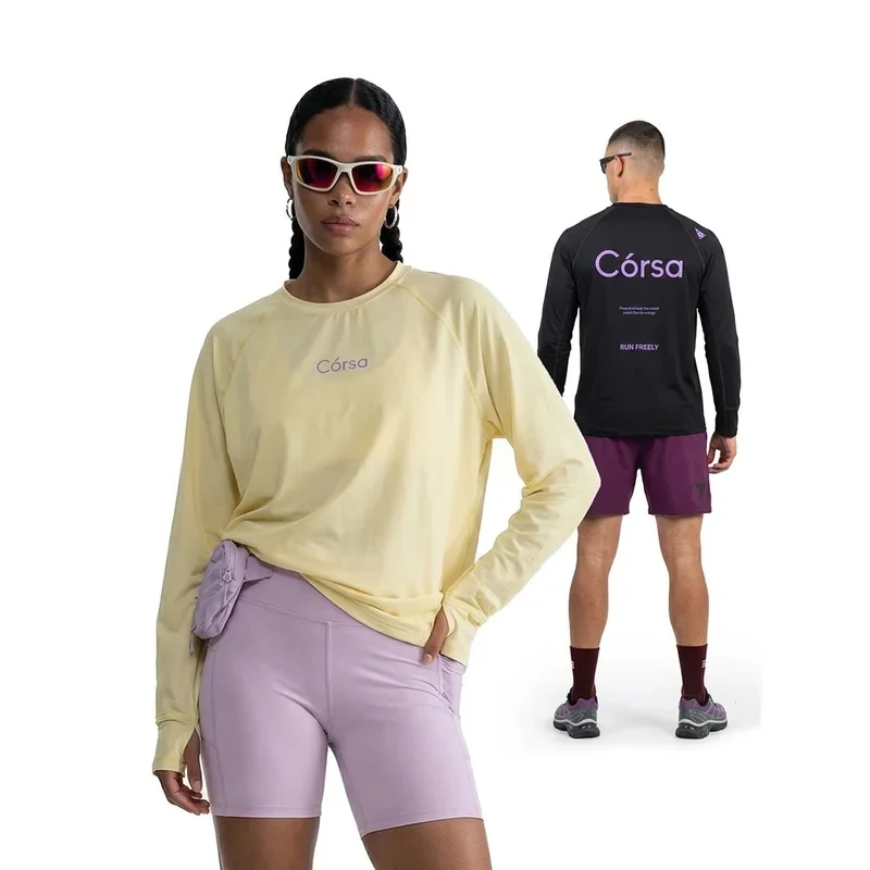 Quick Dry Elastic Breathable Fitness Sports Long Sleeved T-shirt Men Women Outdoor Hiking Running Casual Loose T Shirts Top
