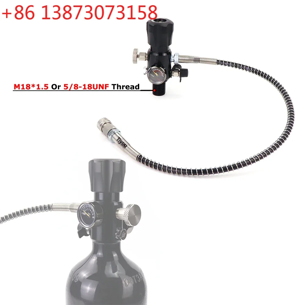 4500Psi 300Bar HPA Compressed Air Tank Charging Valve & DIN Valve Scuba Filling Station With Dual Gauge 20Inch Hose
