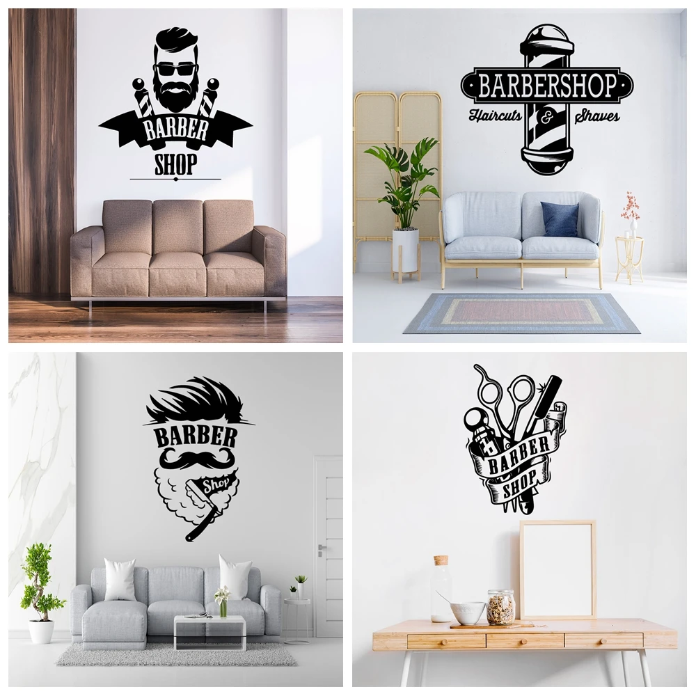 Barbershop Sticker Waterproof Vinyl Wallpaper Home Decor Wall Art Sticker Murals