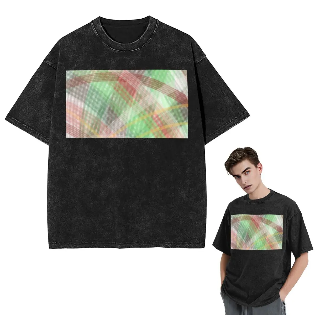 

Уличная одежда Футболки в рождественскую клетку - Мягкая и бледная стираная футболка с коротким рукавом Футболка в стиле хип-хоп Топы Футболки для мужчин и женщин