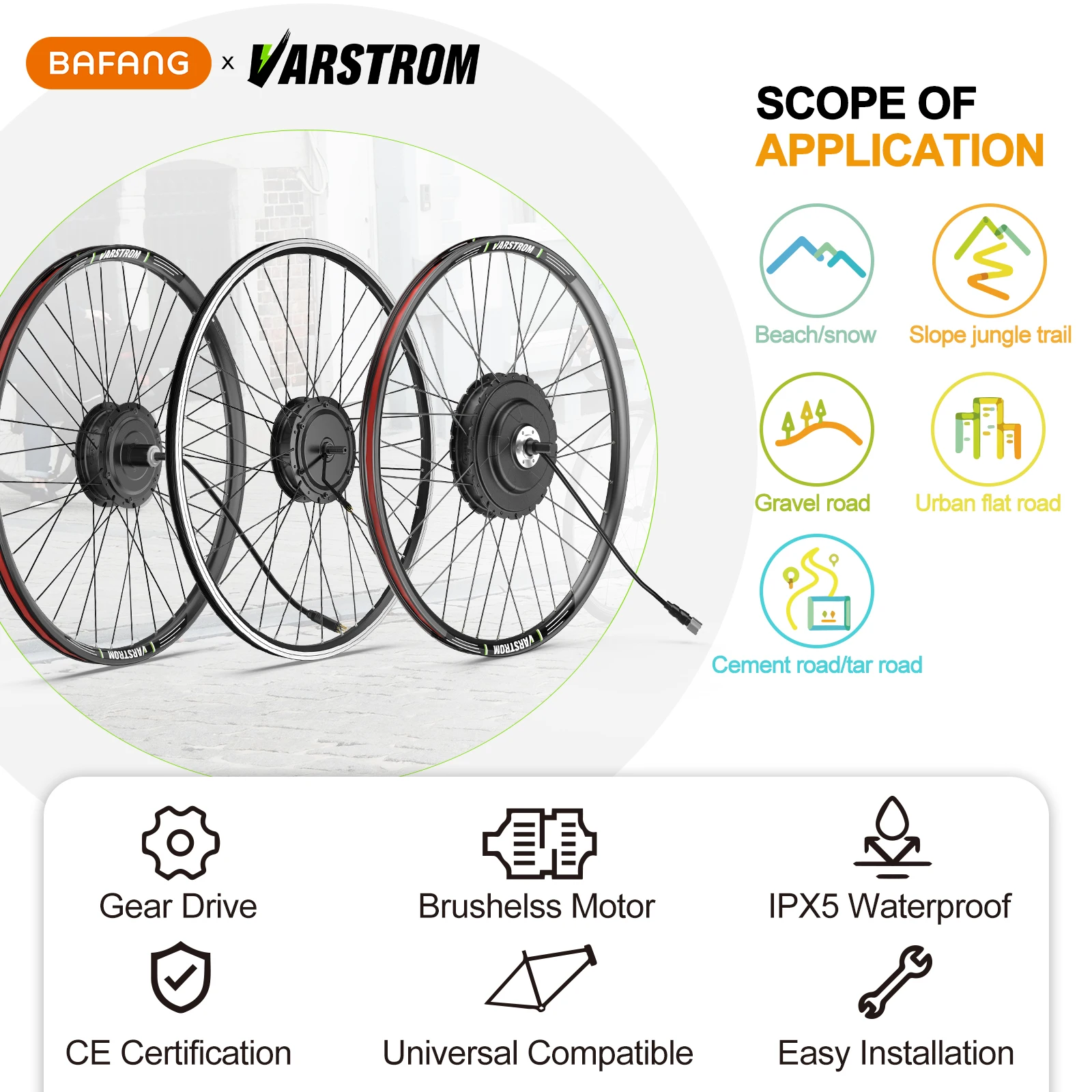 BAFANG 500 واط 750 واط 250 واط 1000 واط محور عجلات المحرك 48 فولت 36 فولت محرك 20/26/27.5/28/29/700C كاسيت مكبح قرصي/V-الفرامل Varstrom eBike عدة #2