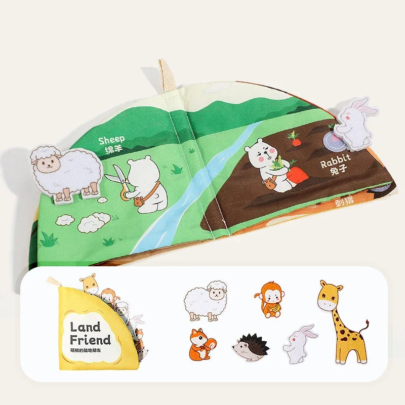 Buku kain pendidikan dini bayi 3D sentuh buku interaktif buku mainan antiair mata buku mainan sensor Montessori mainan Puzzle anak-anak