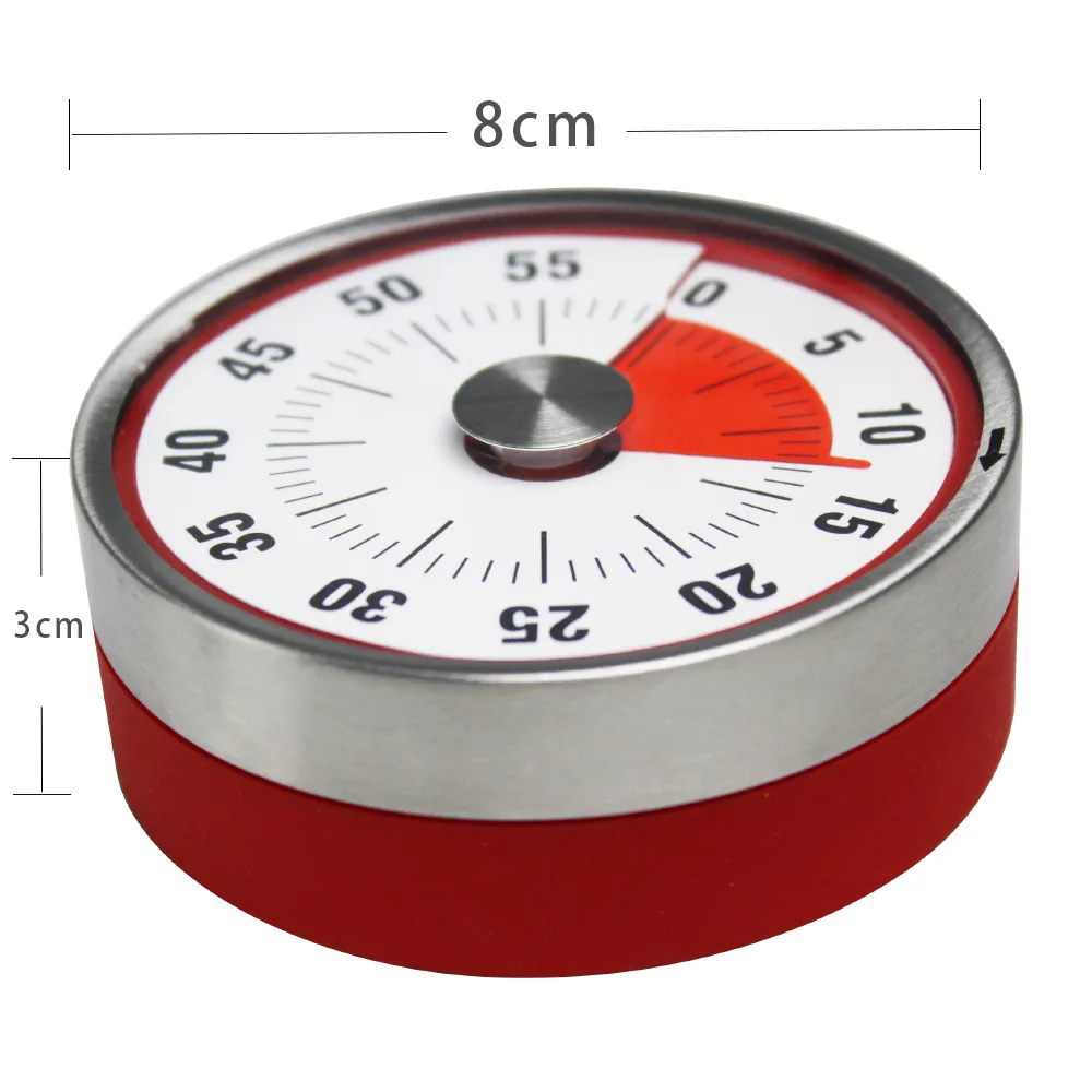 Stainless Kitchen Timer Alarm Cooking Timer mechanical Round Countdown Magnetic Clock Timer Baking reading magnet fitness timer