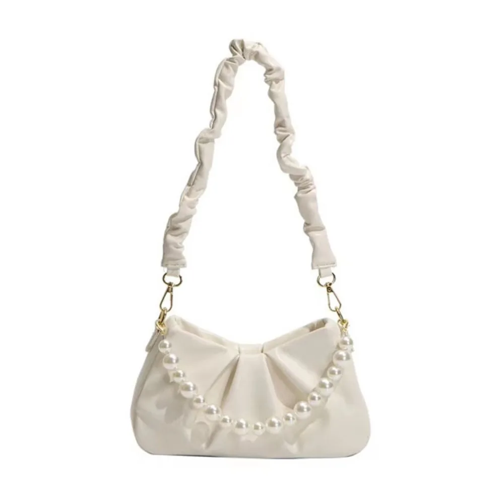 

PU Leather Solid Color Underarm Bag Carrying Lightweight Pleated Cloud Bag Large Capacity Korean Style Single Shoulder Wallet