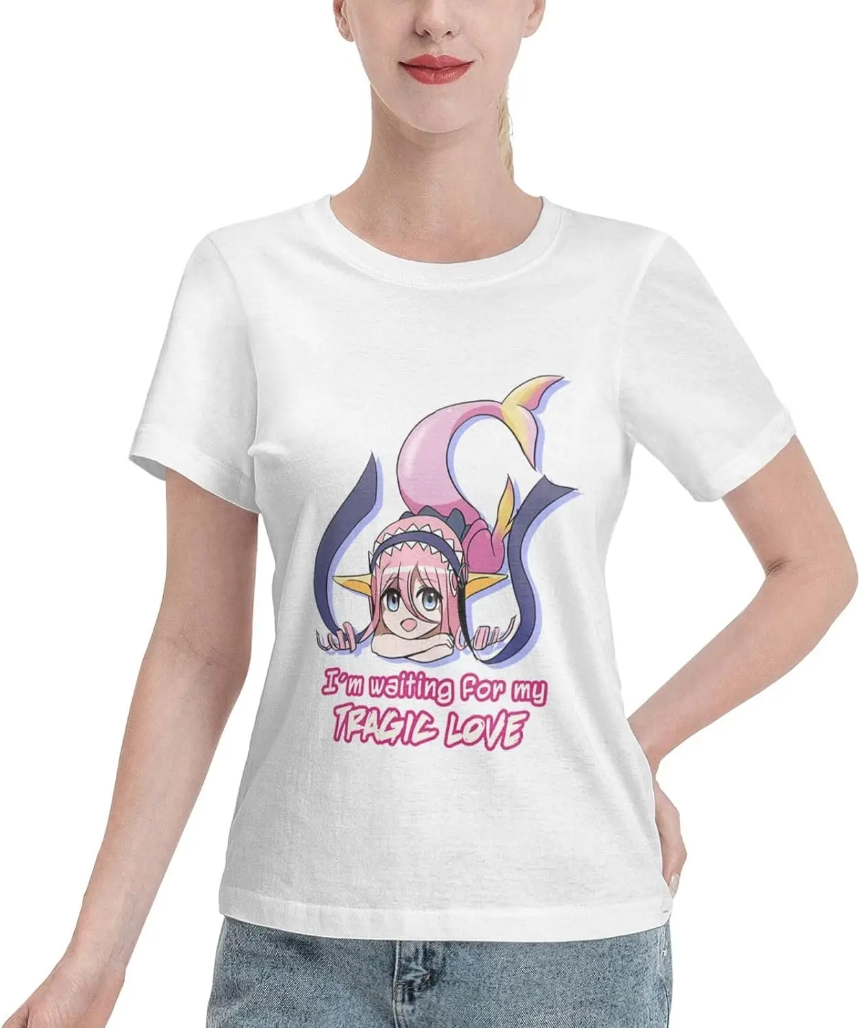 Anime Mero T-Shirt Damen Sommer Baumwolle T-Shirt Rundhals-Tops lässige Kurzarm hemden