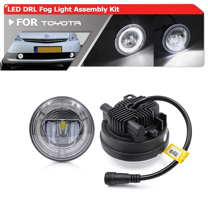 DRL Halo Led Front Driving Fog Light Assembly Kits For Toyota Echo Highlander Hybrid Prius Mr2/Spyder For Scion XA