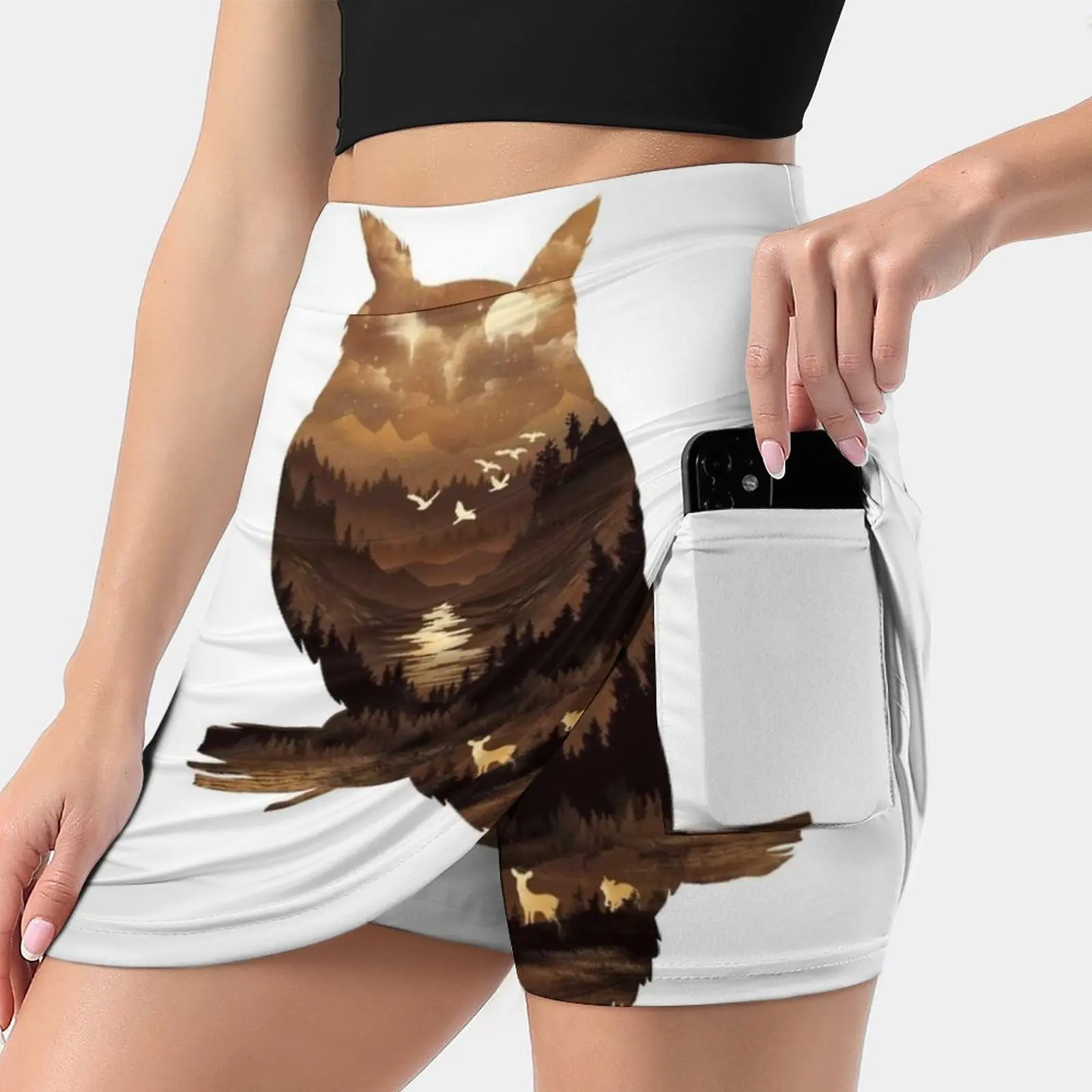 The Night Hunter Skirts Woman Fashion 2022 Pant Skirt Mini Skirts Office Short Skirt Owl Trees Night Nocturnal Artsy Artistic