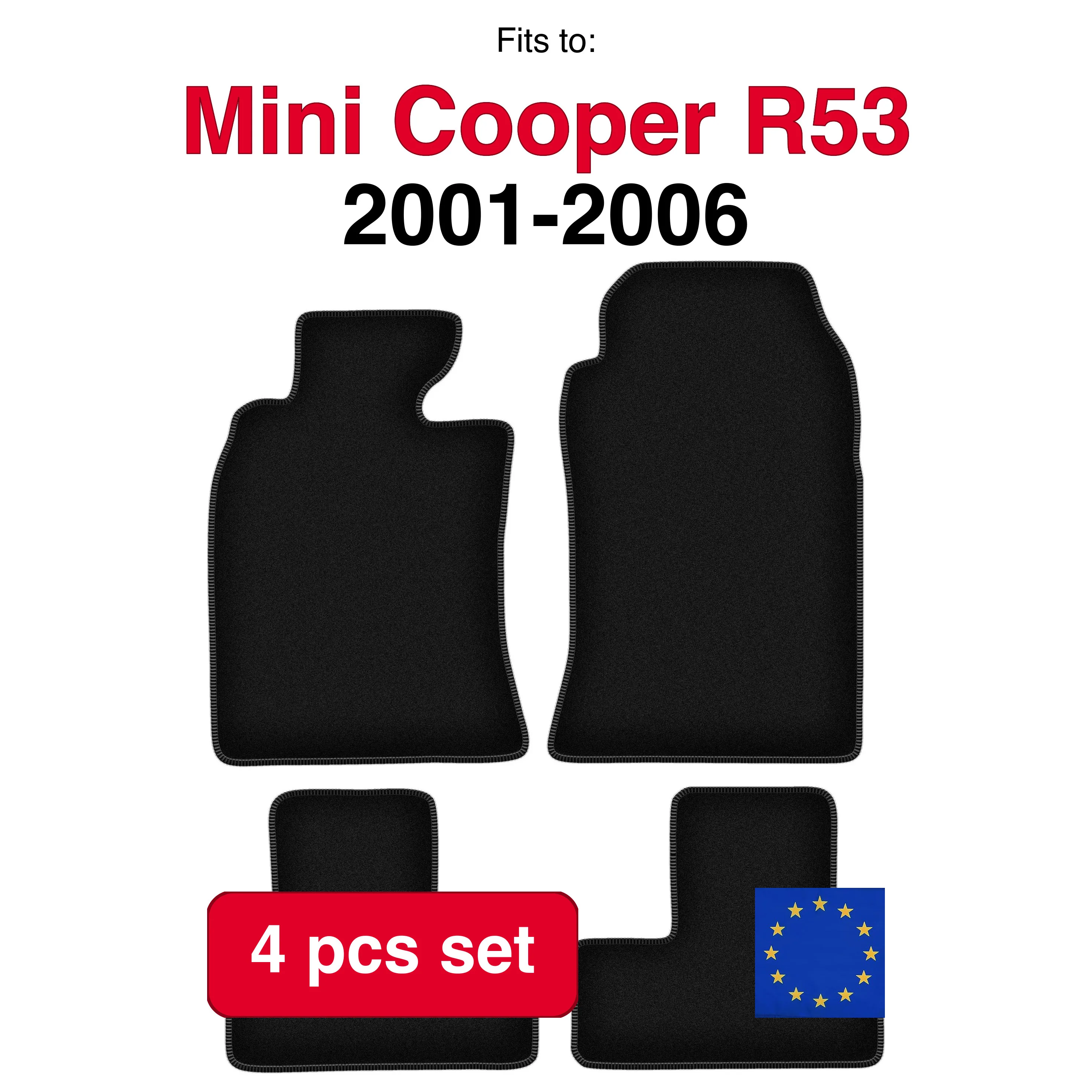 Tapis Voiture Sur Mesure Mini Cooper R50 2001-2007 – 4 Pièces (2 Avant, 2 Arrière) – Moquette Velours, Fond Antidérapant – Fabriqué En Italie - 8