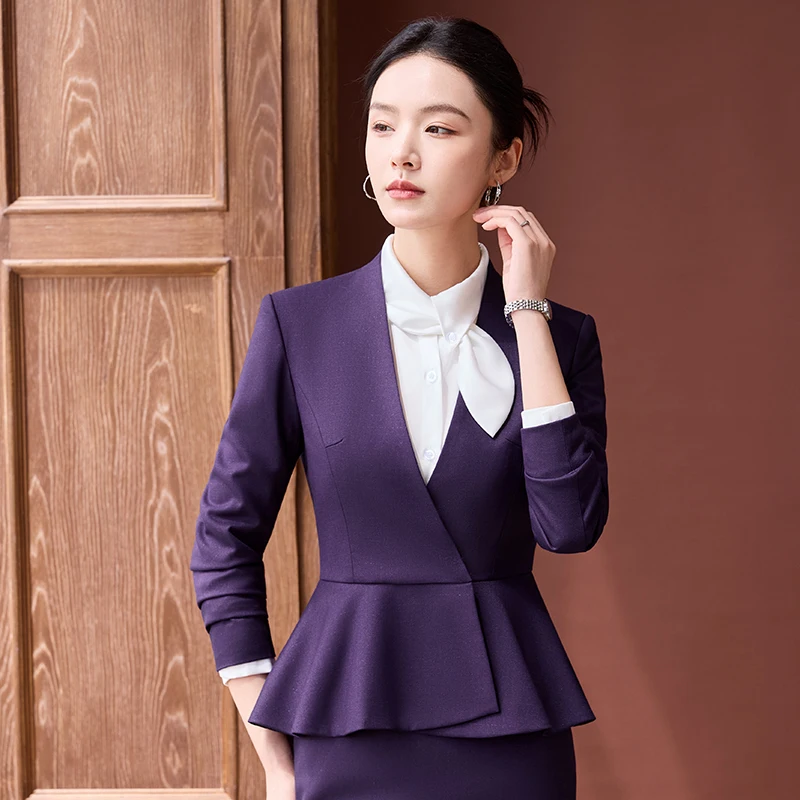 Abiti da lavoro formali da donna in tessuto di alta qualità per abbigliamento da lavoro da ufficio da donna Set di pantaloni blazer per interviste professionali per carriera OL