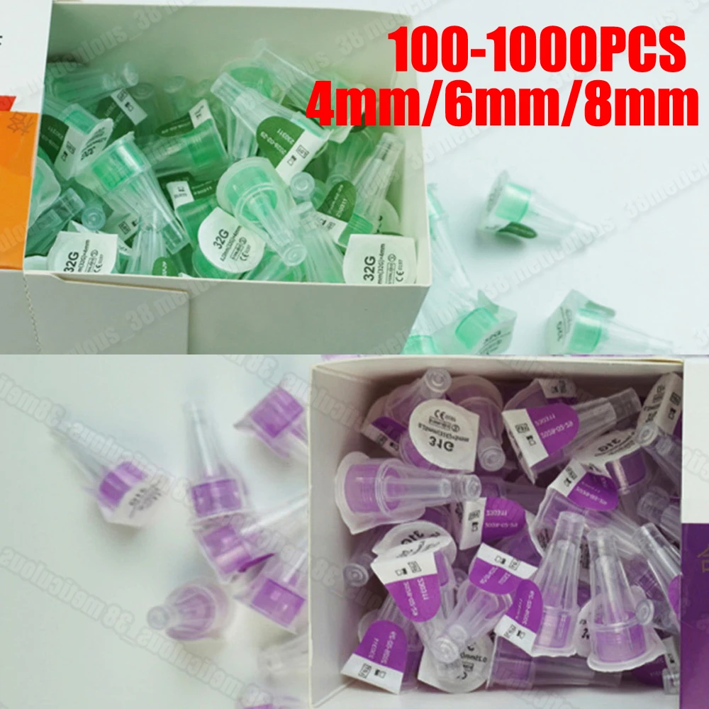 100-1000Pcs Magic Pen Insulin Cartridges Pen Tip for Lilly Insulin Injection Pen Medical Independent Packaging 4/6/8mm 32G/31G
