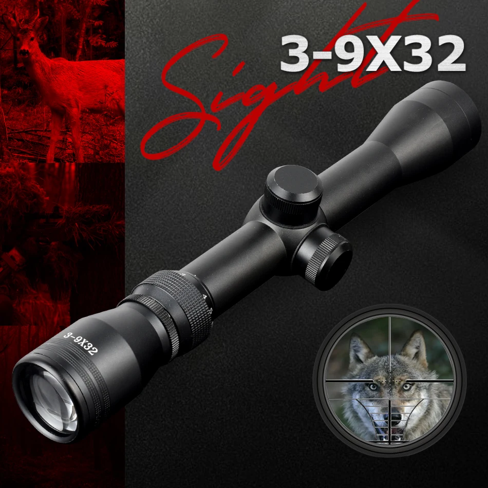 

3-9X32 Optical Sight Outdoor Hunting Reflex Tactics Riflescope Range Adjustable Zoom Long Range Shooting Scope Aim Accessory