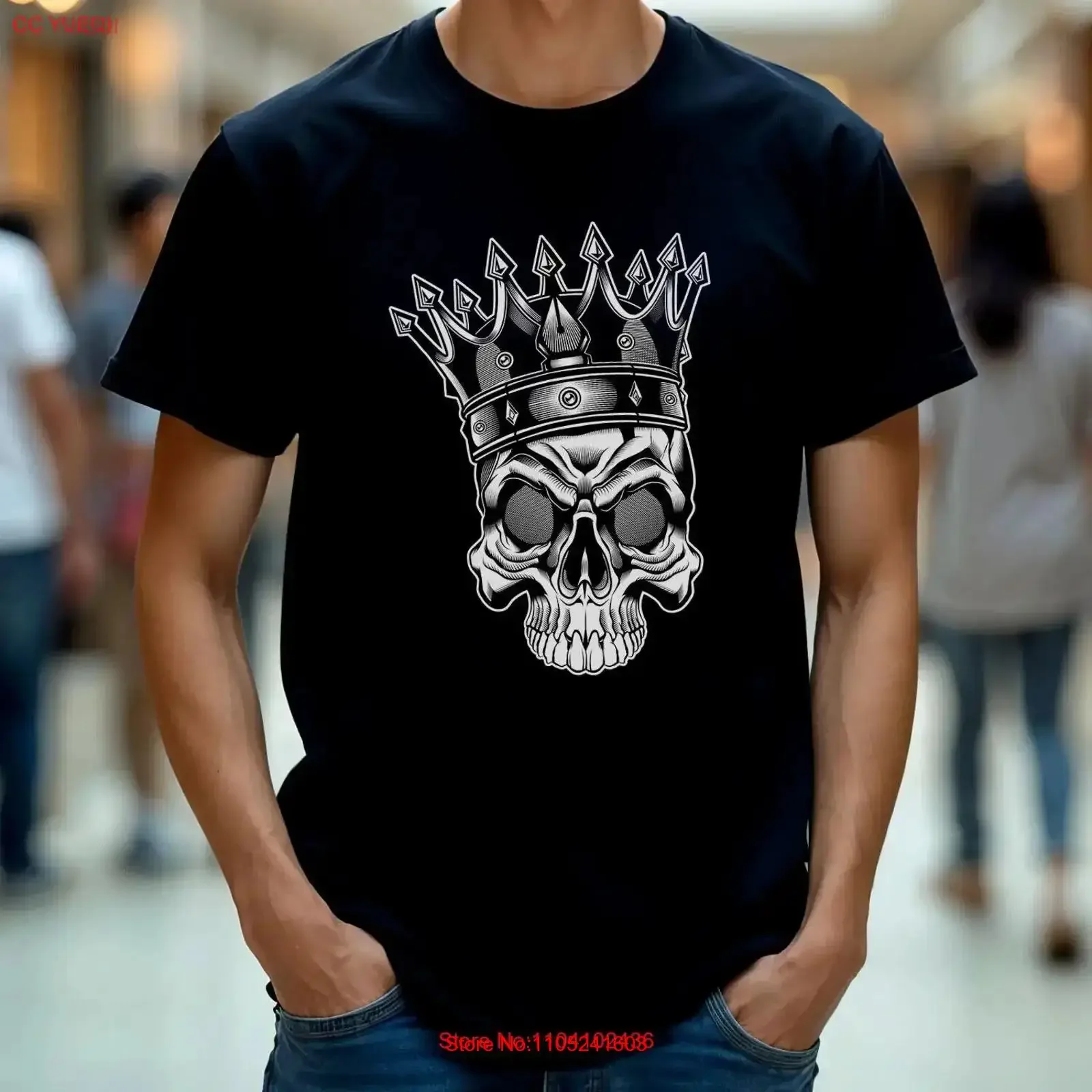 Skull with Crown T Shirt Gothic Royalty Design vintage Washed Casual Slightly Versatile Stretched Unisex graphic Comfortable