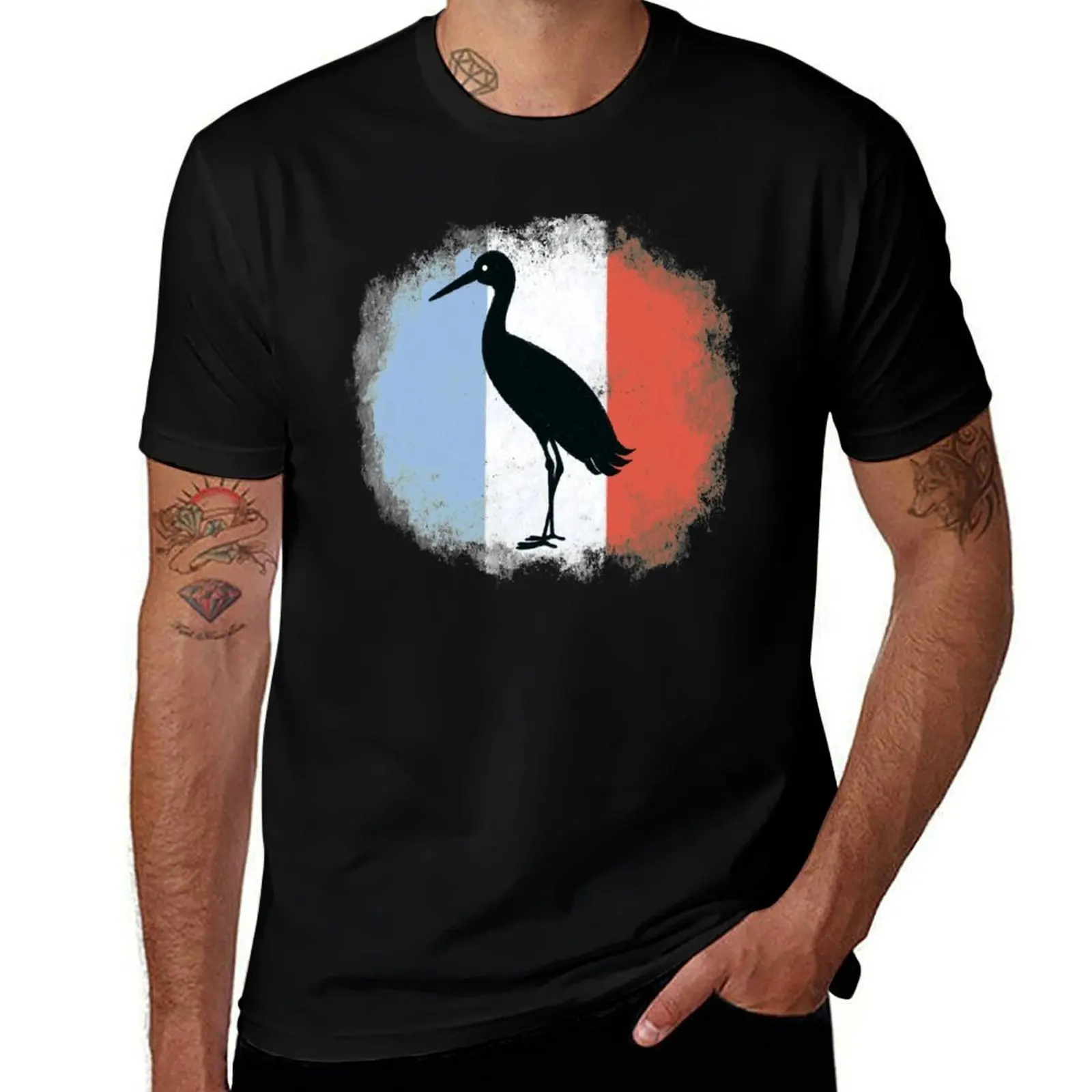 

Alsace stork French flag T-Shirt Festival Short Sleeve T-Shirt