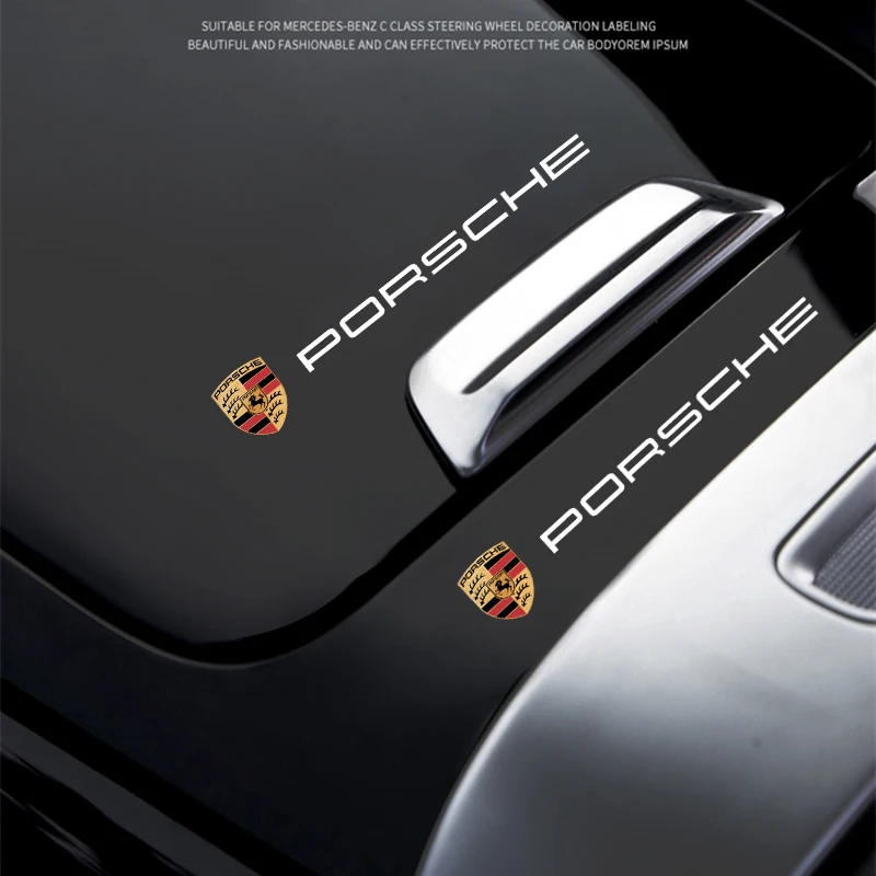 for Porsche Boxster Cayman Cayenne 911 Macan Panamera Metal emblem Auto Decor Decals Reflective Car Window Wiper Stickers